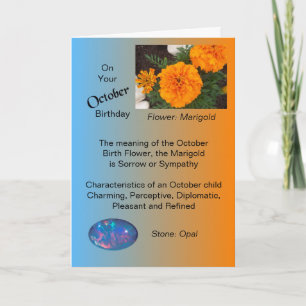 Tarjeta de Cumpleaños de Octubre - Marigold y Opal