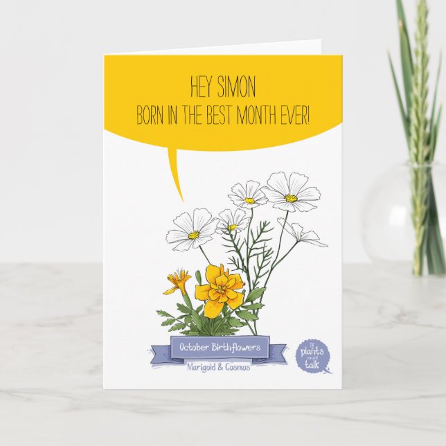 Tarjeta de cumpleaños de octubre, nace en el mejor (Anverso)