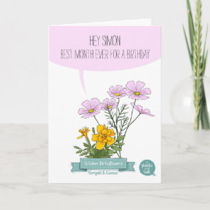 Tarjeta de cumpleaños de octubre, nacida en el mej