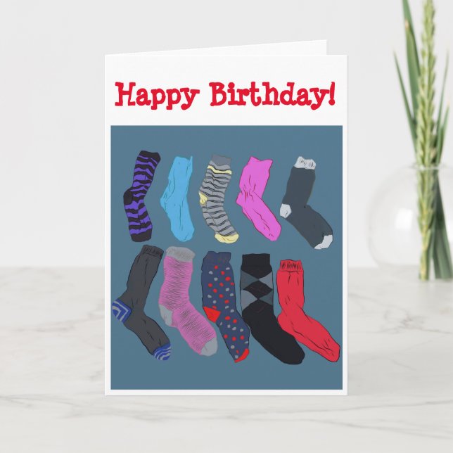 Tarjeta de cumpleaños de Odd Socks (Anverso)