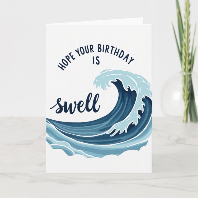 Tarjeta de cumpleaños de ola azul (Anverso)