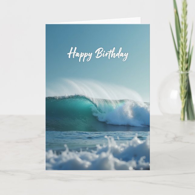 Tarjeta de cumpleaños de ola de océano (Anverso)
