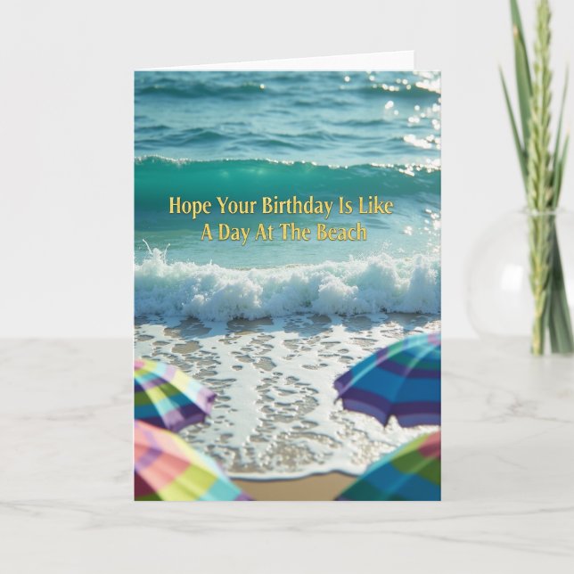 Tarjeta de cumpleaños de ola del océano alegre (Anverso)