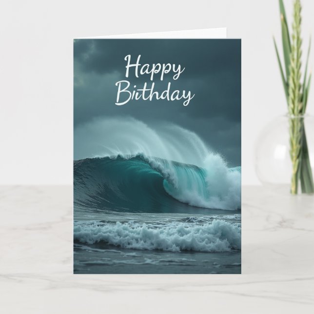 Tarjeta de cumpleaños de ola poderosa (Anverso)