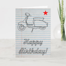 Tarjeta de cumpleaños de Old School Retro Scooter