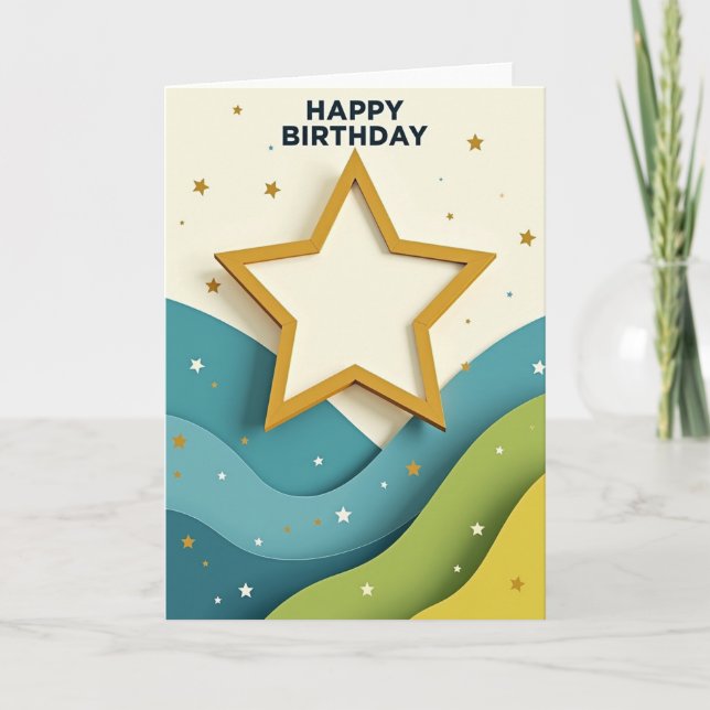 Tarjeta de cumpleaños de onda en capas (Anverso)