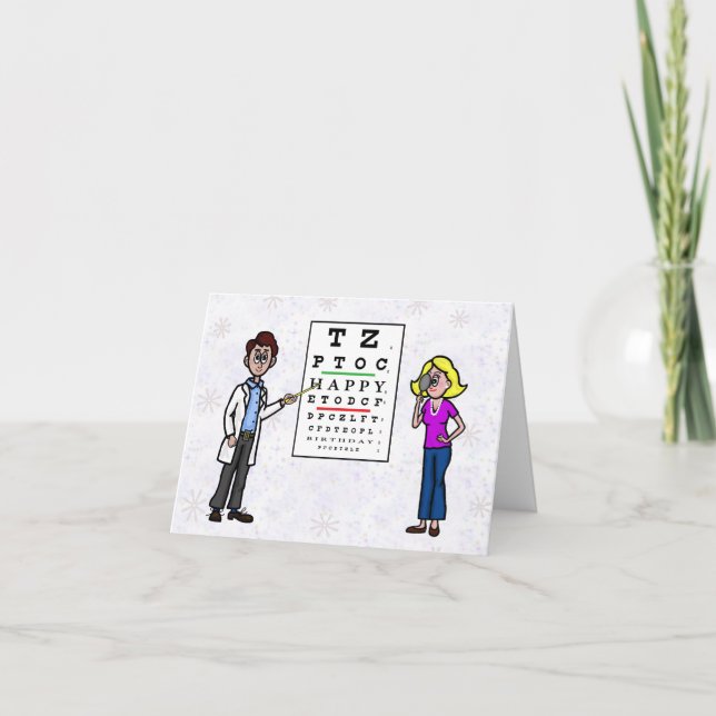 Tarjeta de cumpleaños de Optometrista y Paciente d (Anverso)