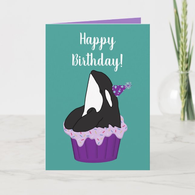 Tarjeta de cumpleaños de orca ballena asesina pers (Anverso)