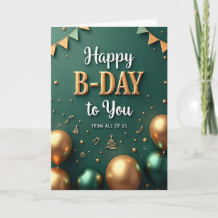 Tarjeta de cumpleaños de oro esmeralda
