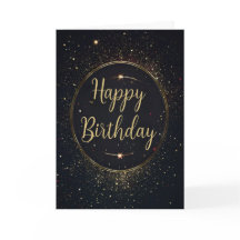 Tarjeta de cumpleaños de oro negra y falsa