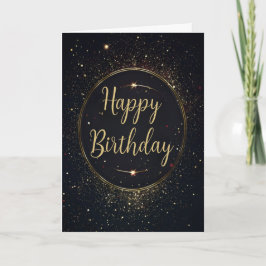 Tarjeta de cumpleaños de oro negra y falsa