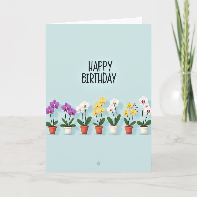 Tarjeta de cumpleaños de orquídea alegre (Anverso)