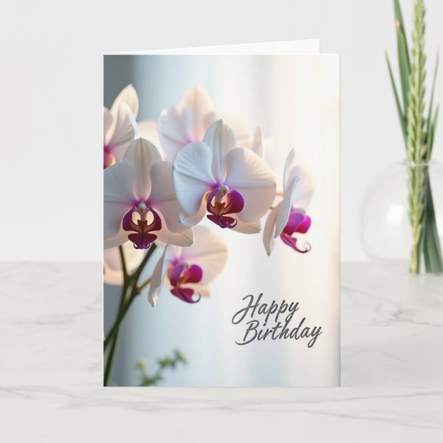 Tarjeta de cumpleaños de orquídea elegante (Anverso)
