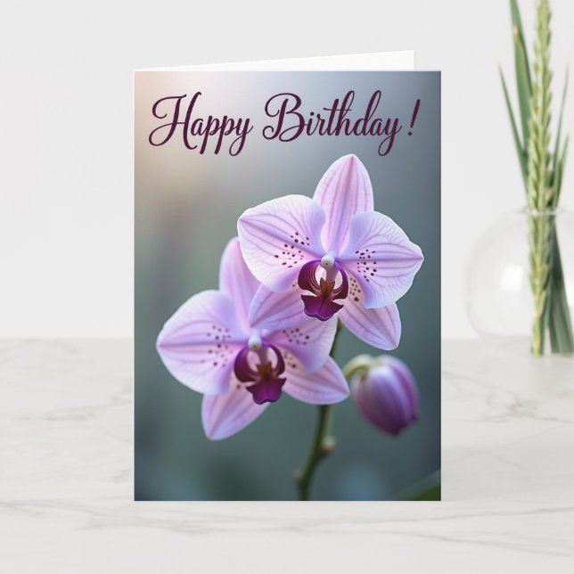 Tarjeta de cumpleaños de orquídea elegante (Anverso)