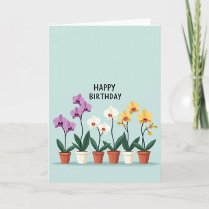 Tarjeta de cumpleaños de orquídea en maceta