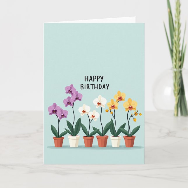 Tarjeta de cumpleaños de orquídea en maceta (Anverso)