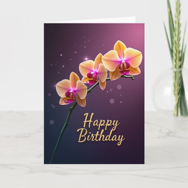Tarjeta de cumpleaños de orquídea luminosa (Anverso)