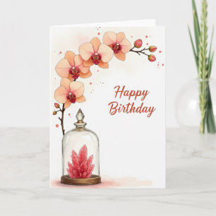 Tarjeta de cumpleaños de orquídea melocotón