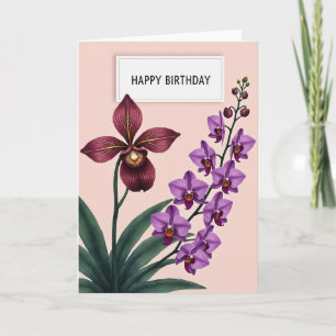 Tarjeta de cumpleaños de orquídea sonrojada