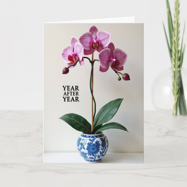 Tarjeta de cumpleaños de orquídea vibrante (Anverso)