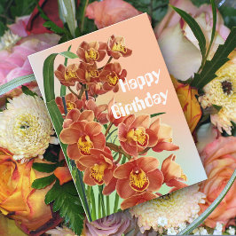 Tarjeta de cumpleaños de orquídeas invernales nara
