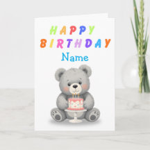 Tarjeta de cumpleaños de osito de peluche con past