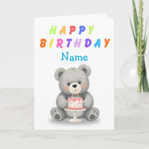 Tarjeta de cumpleaños de osito de peluche con past