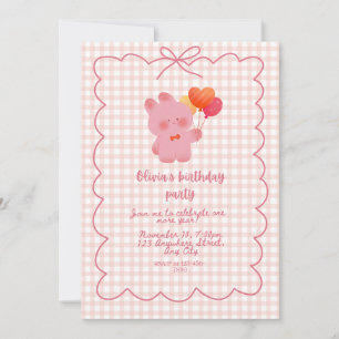 Tarjeta de cumpleaños de osito de peluche rosa con