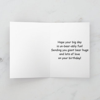 Tarjeta de cumpleaños de oso adorable para niños