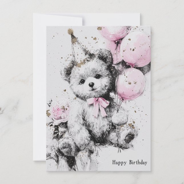 Tarjeta de cumpleaños de oso lindo (Anverso)