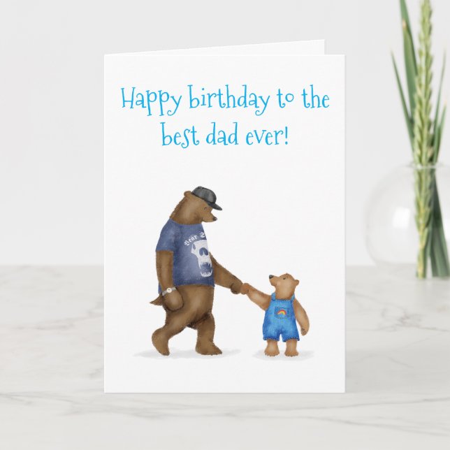 Tarjeta de cumpleaños de oso lindo para el mejor p (Anverso)