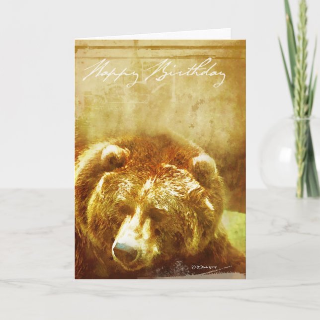 Tarjeta de cumpleaños de oso pardo pintado con lav (Anverso)