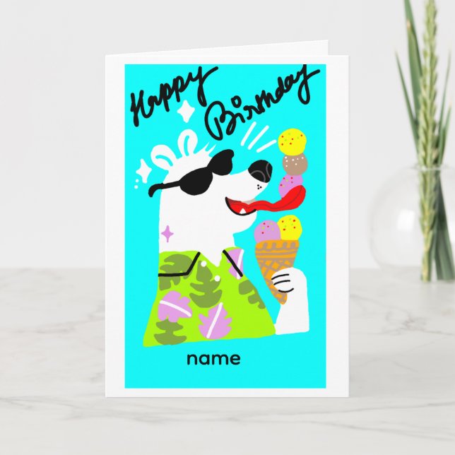 tarjeta de cumpleaños de oso polar lindo comiendo  (Anverso)