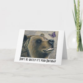 Tarjeta de cumpleaños de oso y mariposa
