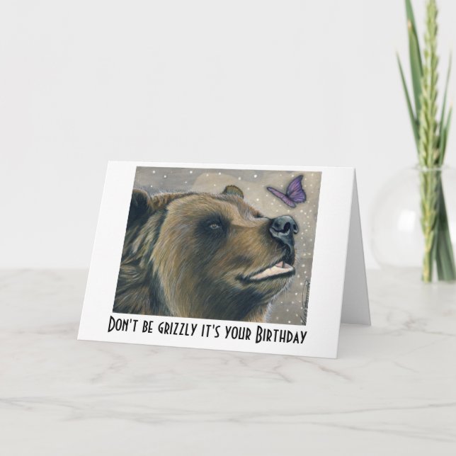 Tarjeta de cumpleaños de oso y mariposa (Anverso)