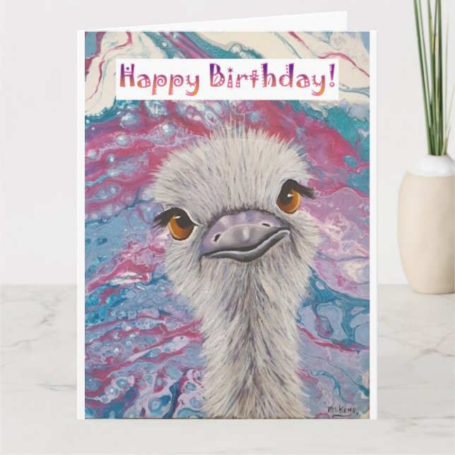 Tarjeta de cumpleaños de Ostrich (Anverso)
