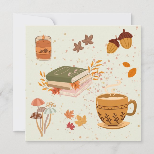 Tarjeta de cumpleaños de otoño acogedor (Anverso)