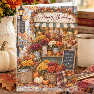 Tarjeta de cumpleaños de otoño del mercado de flor