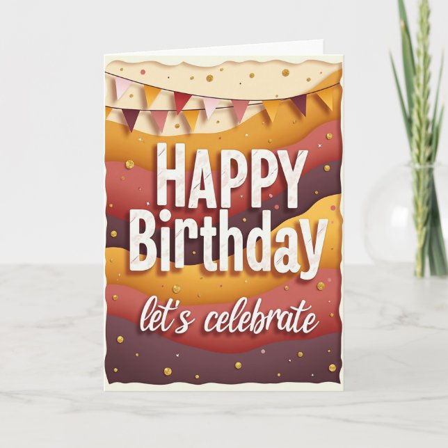 Tarjeta de cumpleaños de otoño en capas (Anverso)