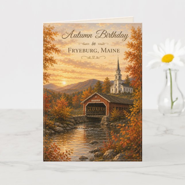 Tarjeta de cumpleaños de otoño en Fryeburg Maine (Planta pequeña)