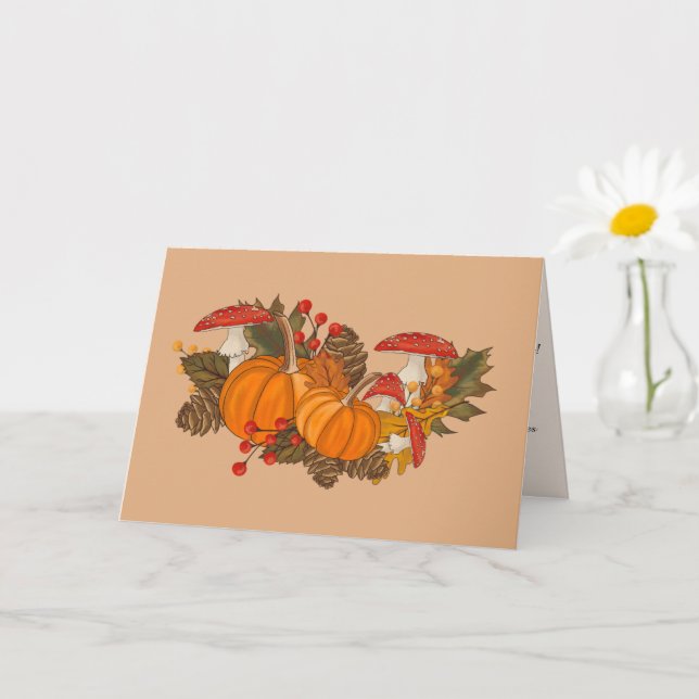 Tarjeta de cumpleaños de otoño para el mensaje per (Planta pequeña)
