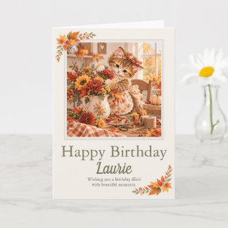 Tarjeta de cumpleaños de otoño personalizada con g