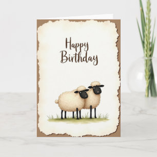 Tarjeta de cumpleaños de ovejas esponjosas