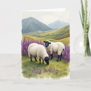 Tarjeta de cumpleaños de ovejas pastorales