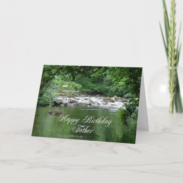 Tarjeta de cumpleaños de padre que muestra un río (Anverso)