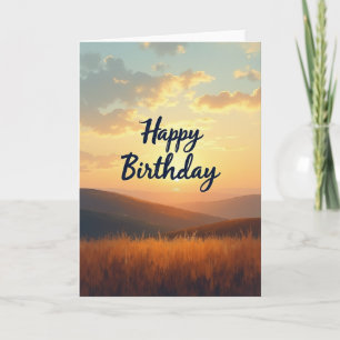 Tarjeta de cumpleaños de paisaje dorado