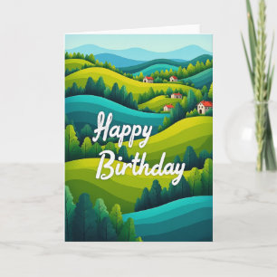 Tarjeta de cumpleaños de paisaje dulce