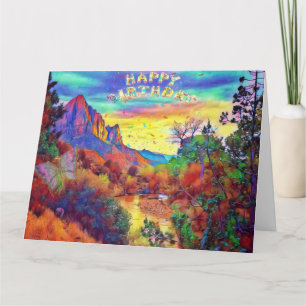 Tarjeta de cumpleaños de paisaje escénico