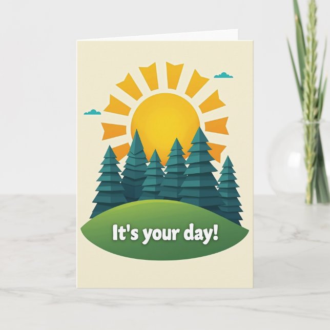 Tarjeta de cumpleaños de paisaje soleado (Anverso)