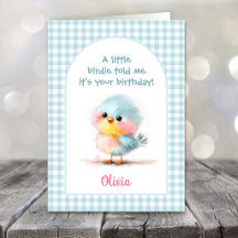 Tarjeta de cumpleaños de pajarito adorable